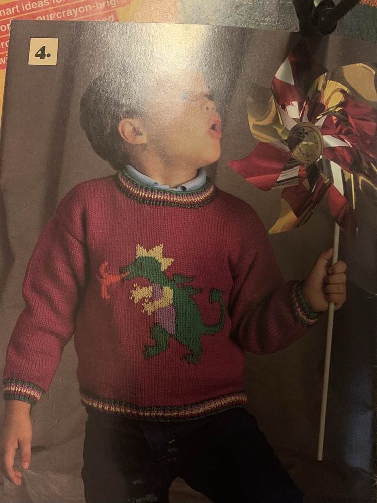 Hand Knit Patterns Sweaters Train Tractor Dinosaur Hearts Cables Upside Downers