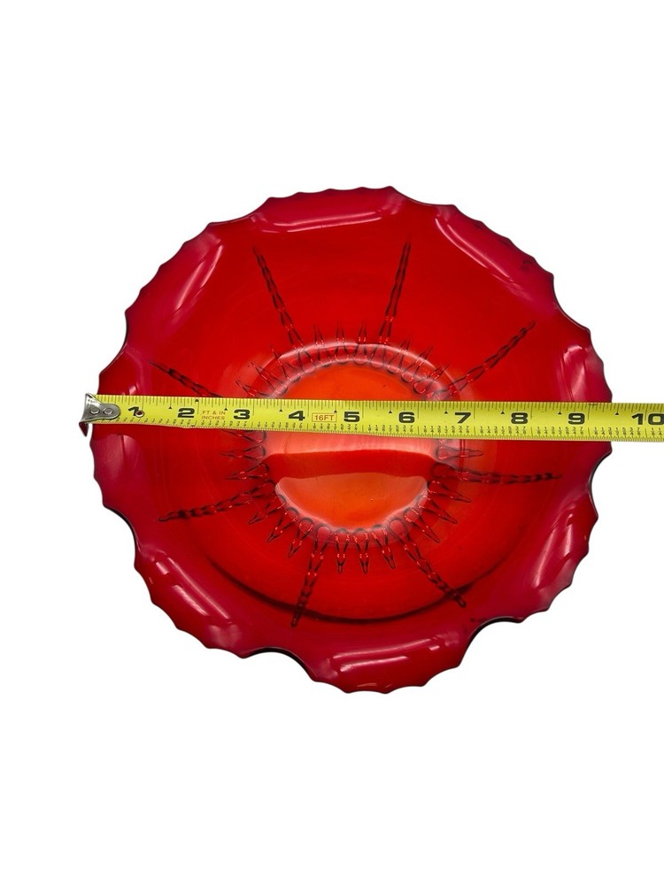 Ruby Red Radiance Large Console Bowl Glass Crimson