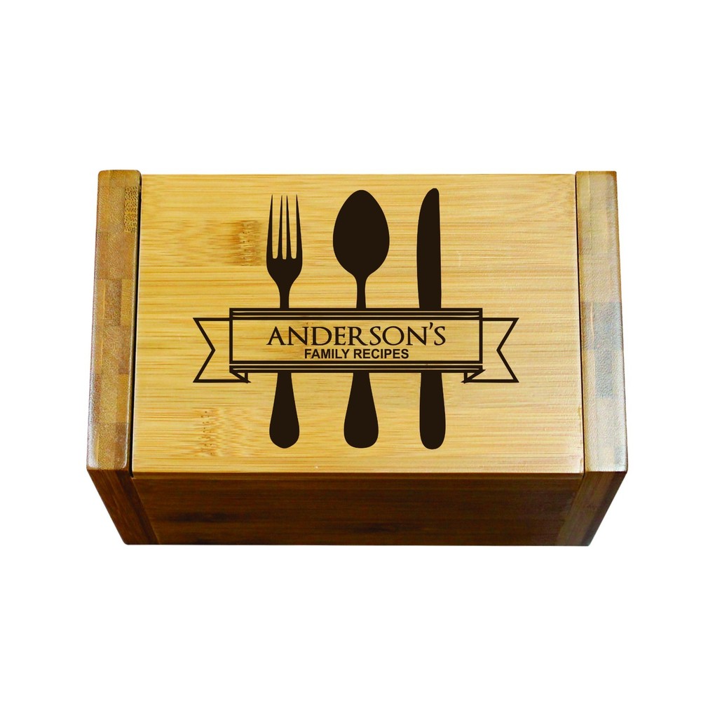 Engraved House Warming Gift - Custom Recipe Box Organizer for Kitchen