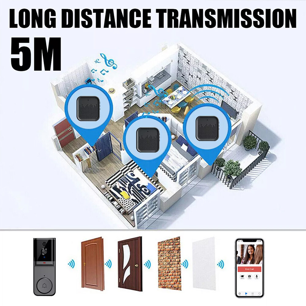 Smart WiFi Wireless Video Doorbell Security Streaming Camera Door Bell Intercom