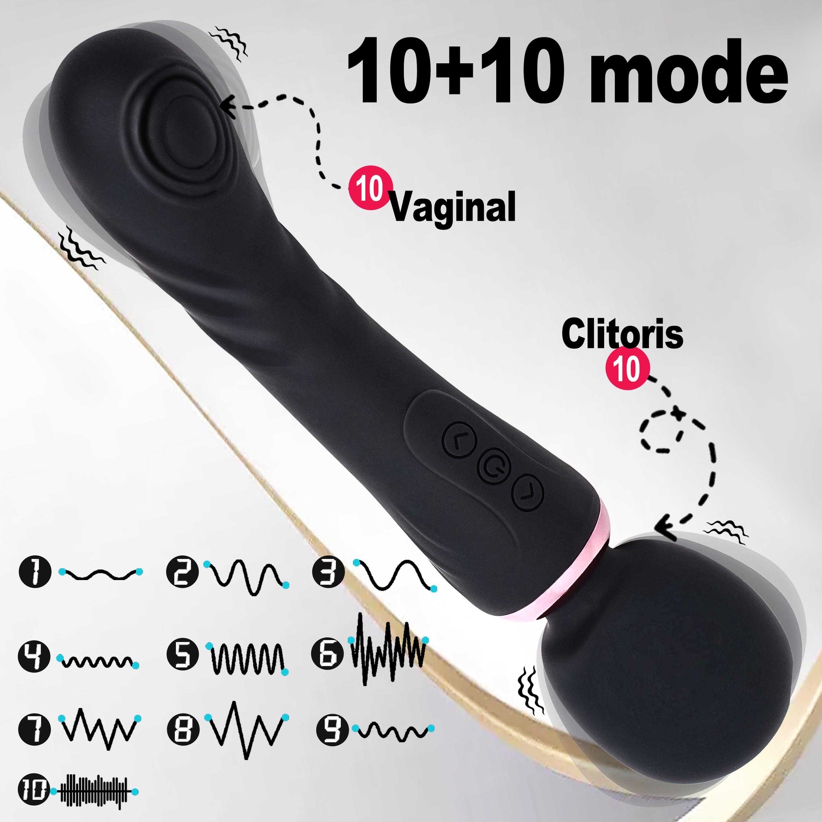 Dual Vibrator Dildo G-Spot Massage Wand Real Clit Stimulator Sex Toys for Women