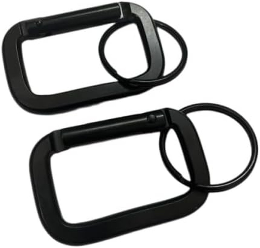 6 Pack Rectangle Carabiner with Black Key Rings Carabiner Clips D Ring Spring Sn