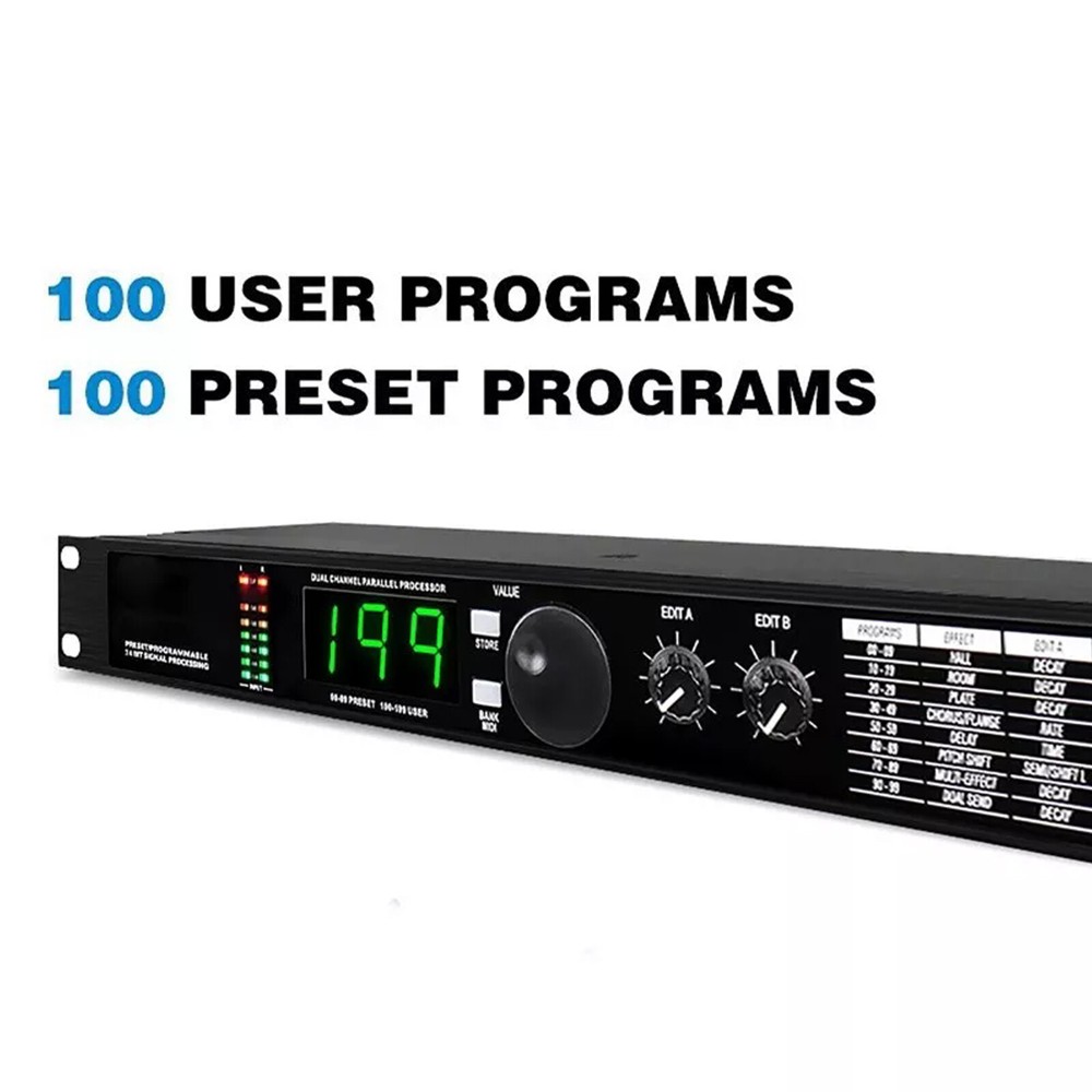 2024 Pro Digital Reverb Multi Effect Dsp Processor Audio Equalizer Vocal Mic US