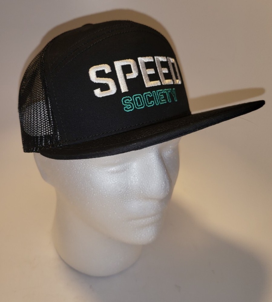 Speed Society Hat - Mesh Snapback Adjustable - Black -Hex Collection Racing Hat!