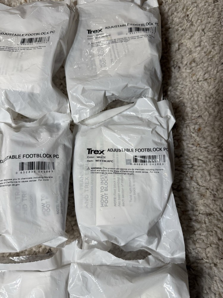 9~Trex Adjustable Footblock PC For Transcend or Enhanced WHITE~SEALED ~WTFTBLKPC