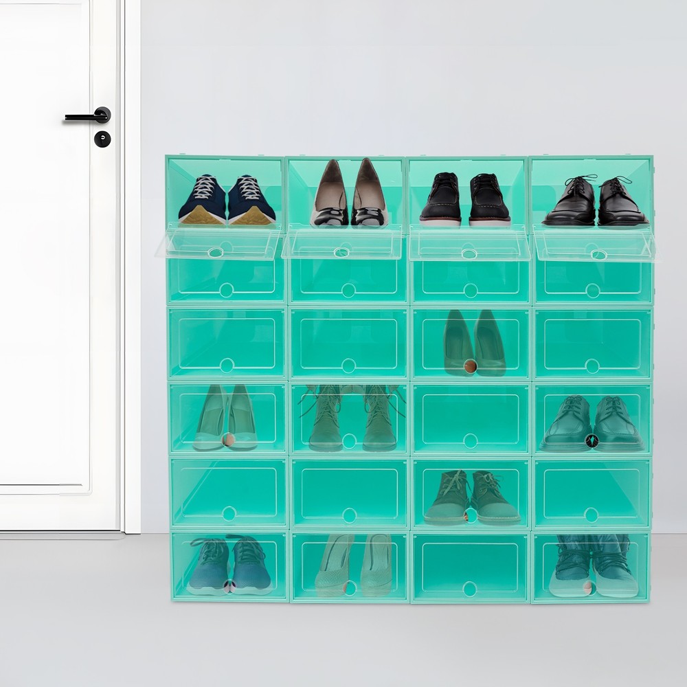 24 Pack Stackable Shoe Boxes Shoe Storage Organizer Shoe Boxes Shoe Storage Box