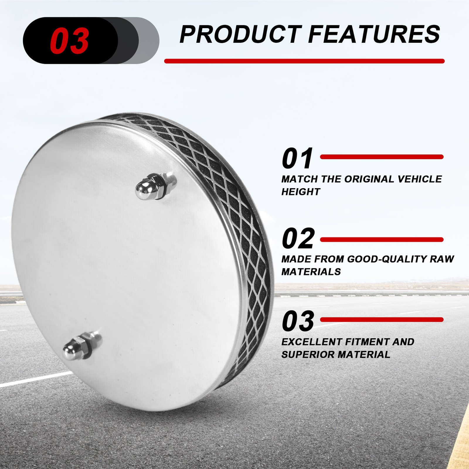 1PCS Car Chrome Pancake High Air Air for 1.25 Inch SU HS21258