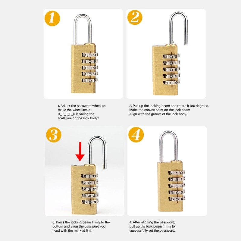 Sturdy Brass Combination Padlock for Personalize Belongings Protective