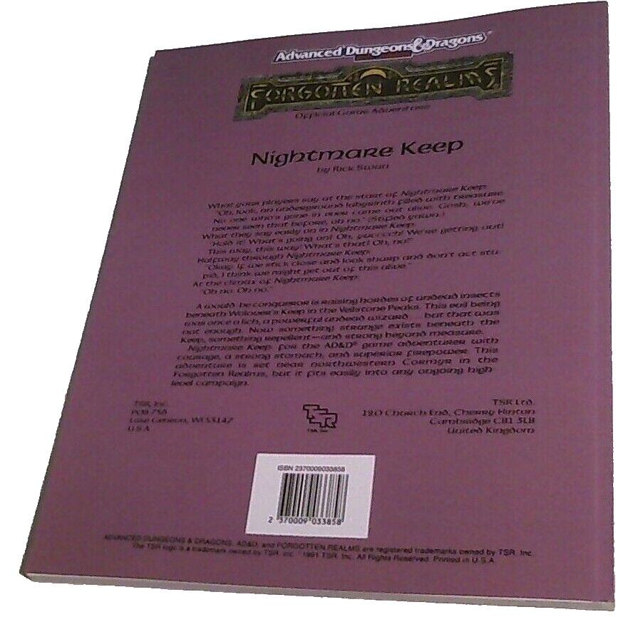 FA2 Nightmare Keep TSR 9341 AD&D reprint adventure module Forgotten Realms
