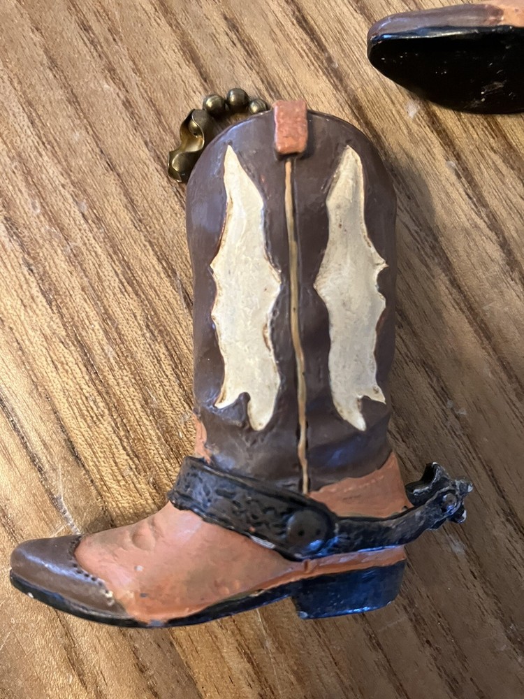 3pc Set 2 Cowboy Boots Ceiling Fan Pulls & Switch Cover