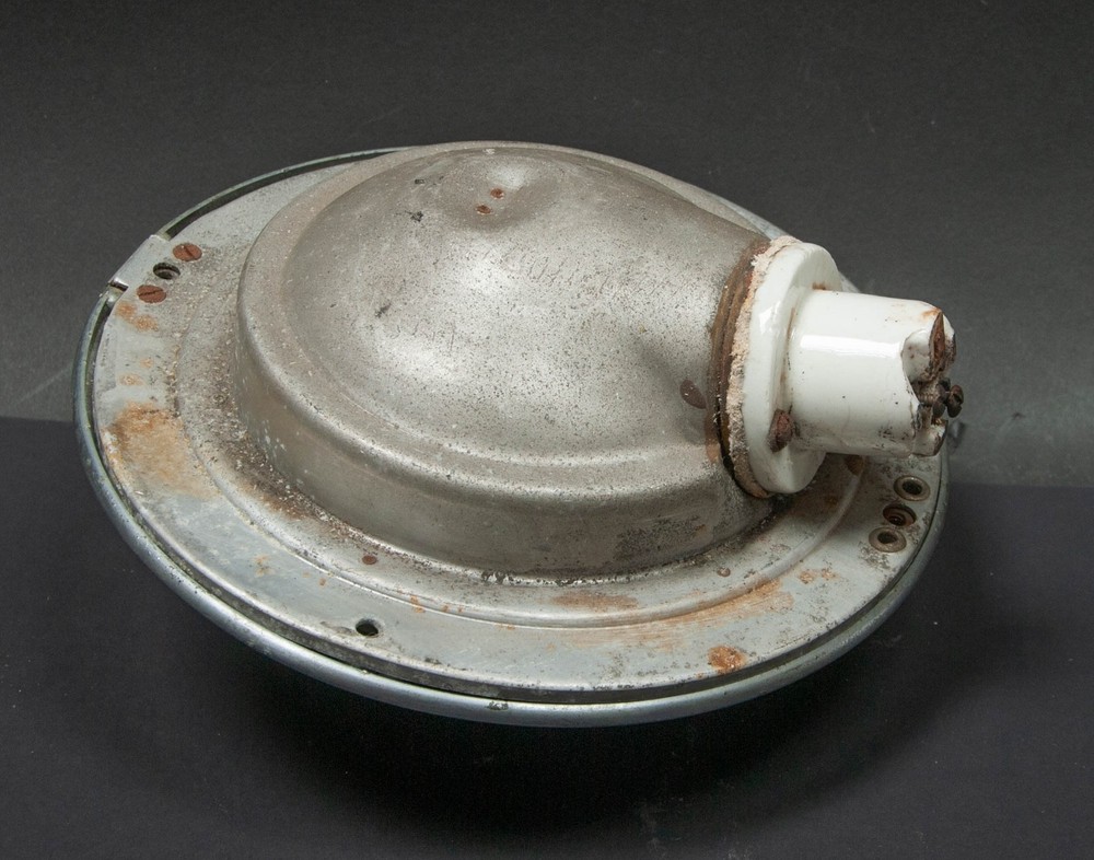 OLD Machine Age Art Deco Inner Train Ceiling Light Railroad Henry Dreyfus