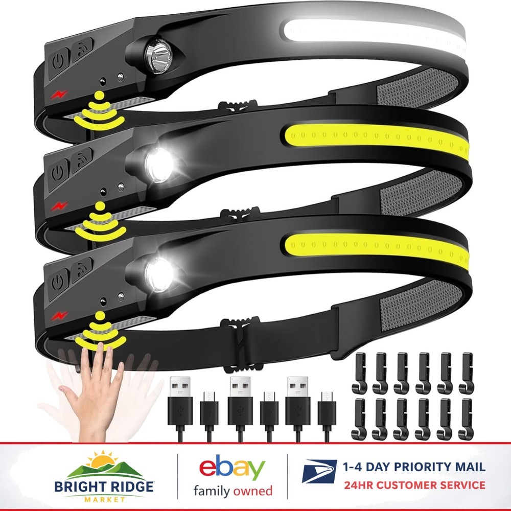 Adjustable LED Headlamp with 3 Lithium-Ion Batteries for Outdoor Exploration