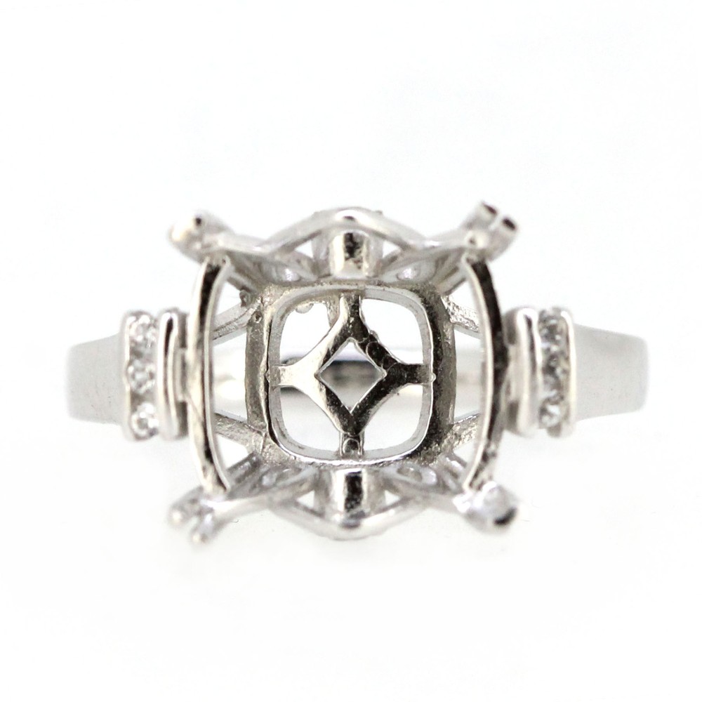 Sterling Silver Semi Mount Ring Setting Cushion CU 9x9mm