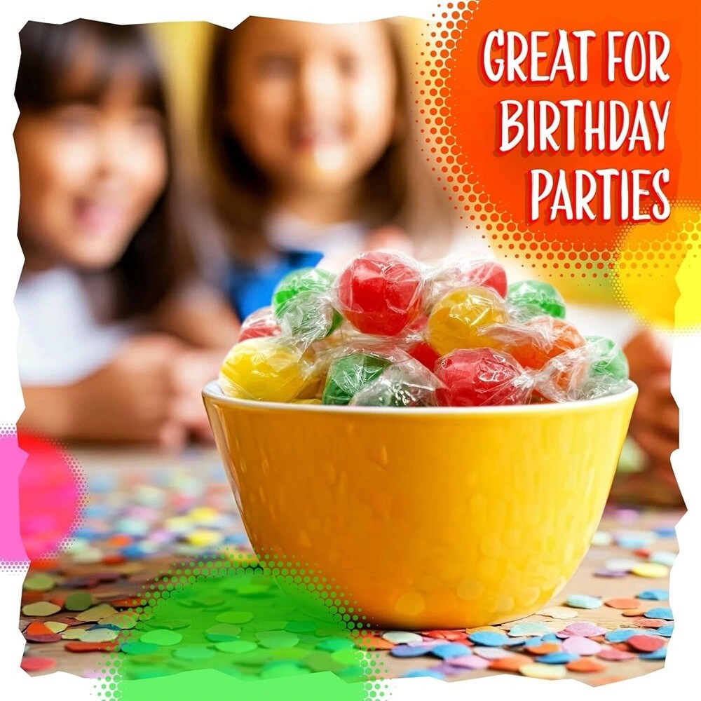 Sour Assorted Fruit Balls, Individually Wrapped, Bulk Hard Candy - 5 Pounds