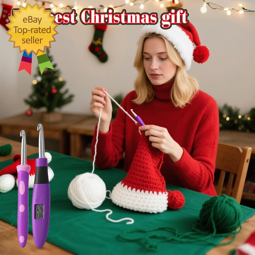 Crochet Hook with 18 Different Size for Stitch Row Counter Light Interchangeable