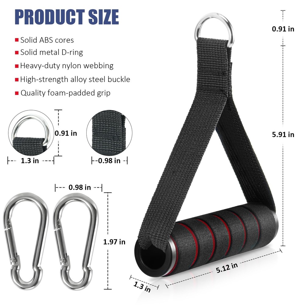 Exercise Handles 2 Pack for Cable Machine Attachments Resistance Bands