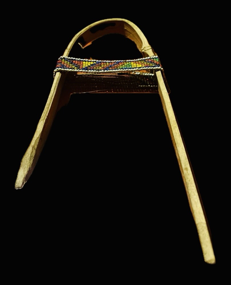 Primitive Bent Stick Loom Bead Weaving Tool With Beaded