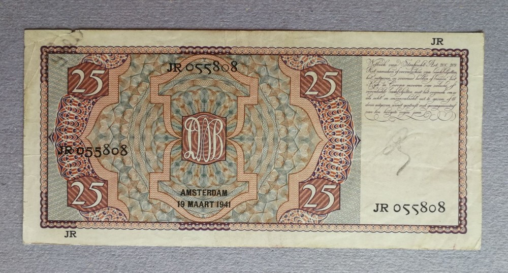 Netherlands 25 Gulden 1941 VF