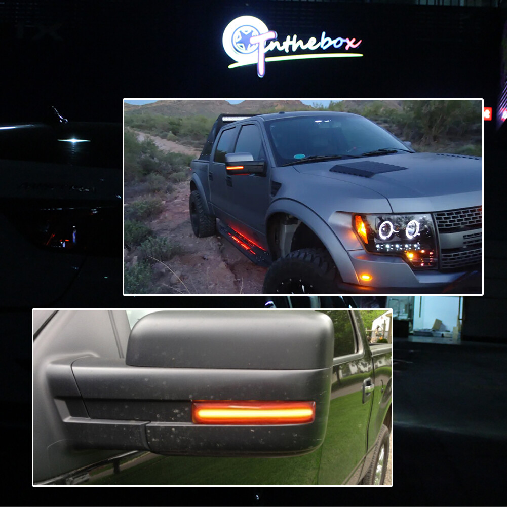 Fits 09-14 Ford F-150 Clear Lens Side Mirror Turn Signal Marker Reflector Lights