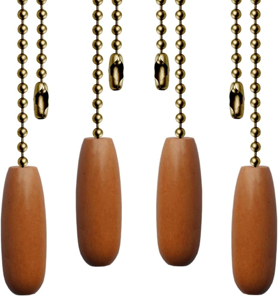 4 Pack Ceiling Fan Pull Chains 12-inch Beaded Ball Chains Wooden Decorative Pend