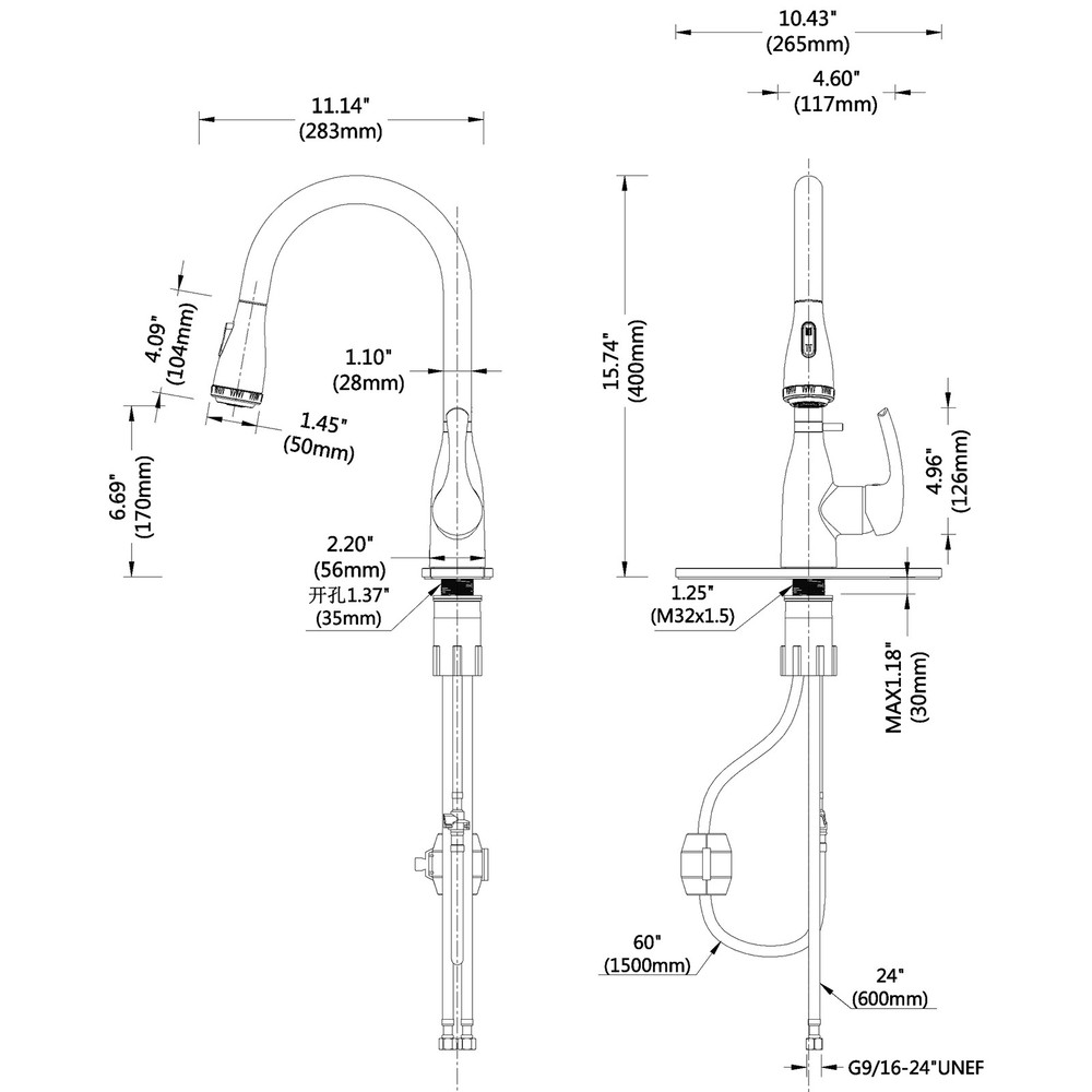 Kitchen Faucet with Pull Down Sprayer and 4 Spraying Modes Brushed Nickel