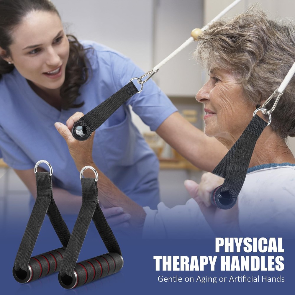 Exercise Handles 2 Pack for Cable Machine Attachments Resistance Bands