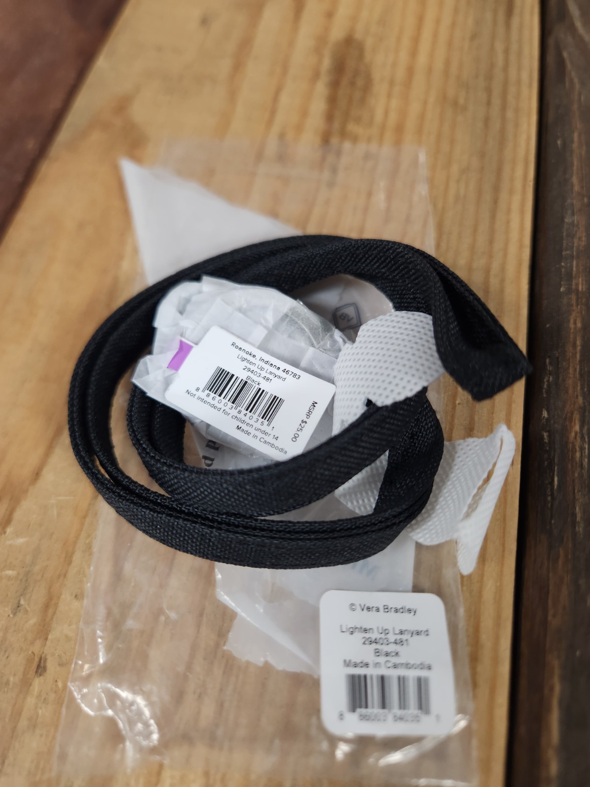 Vera Bradley Lanyard Lighten Up Black NWT for ID Case