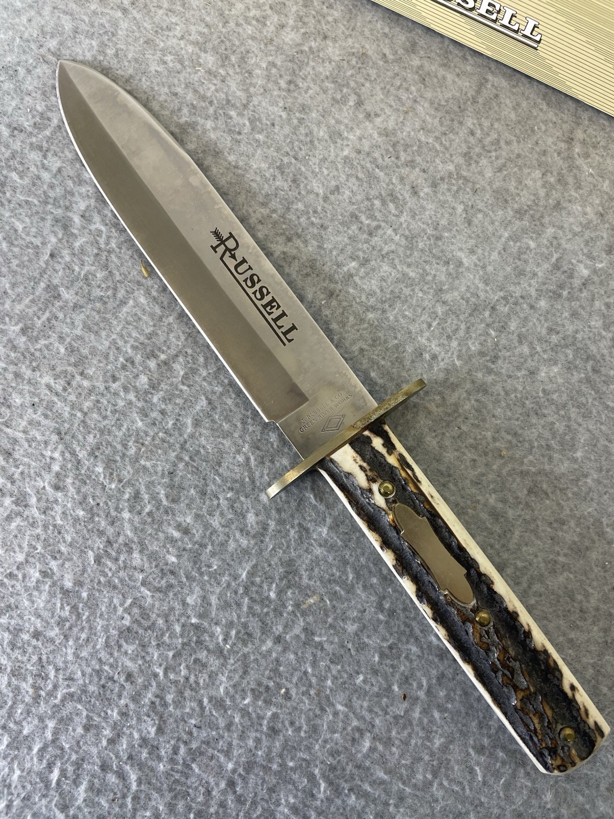 J. Russell Green River Works Argentina Bowie Knife Stag Handle