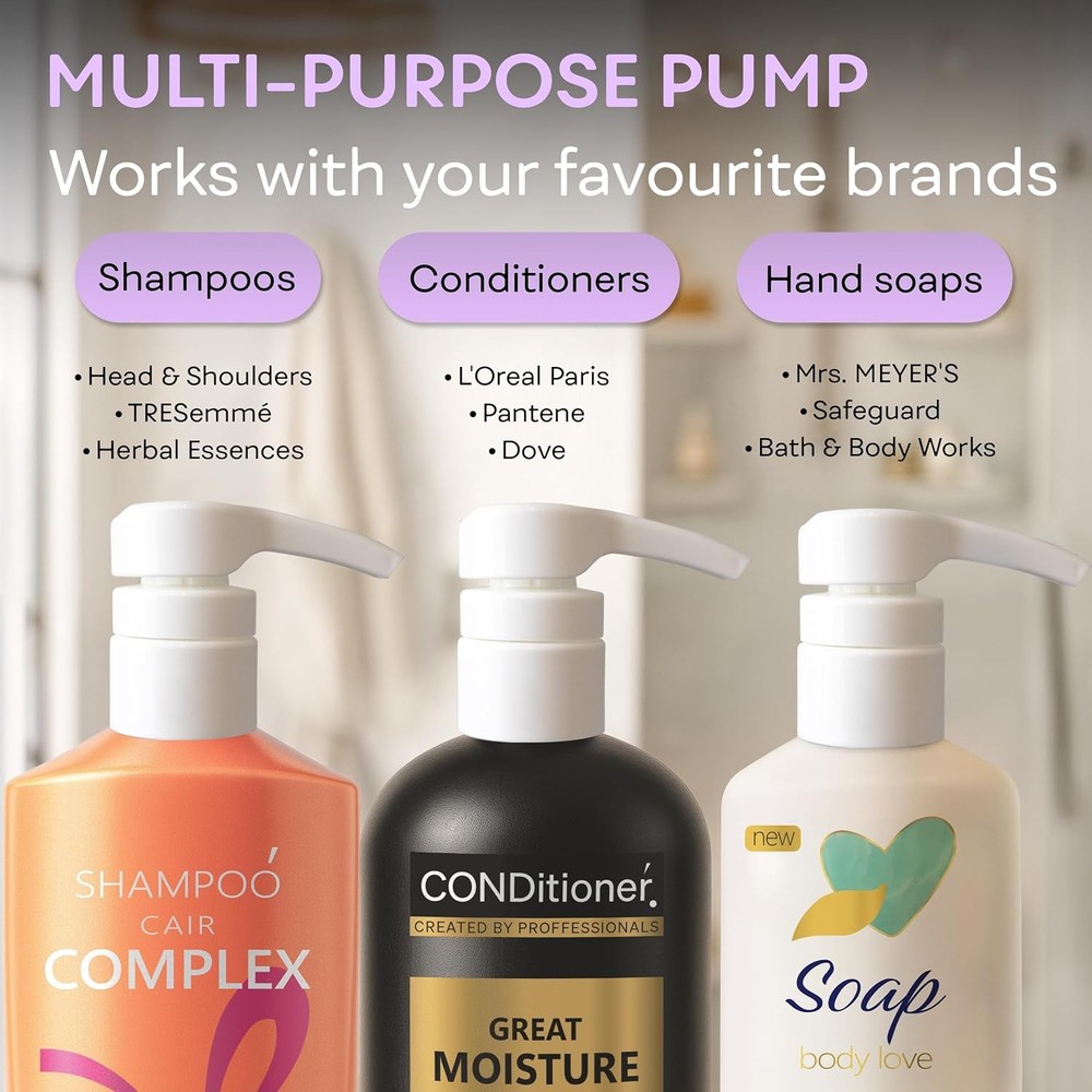Universal Dispensing Pump for Shampoo Conditioner Refillable