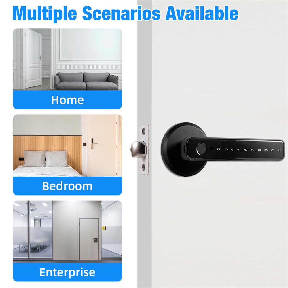 Smart Door Lock with Handle, Fingerprint Keyless Entry Electronic Digital Keypad