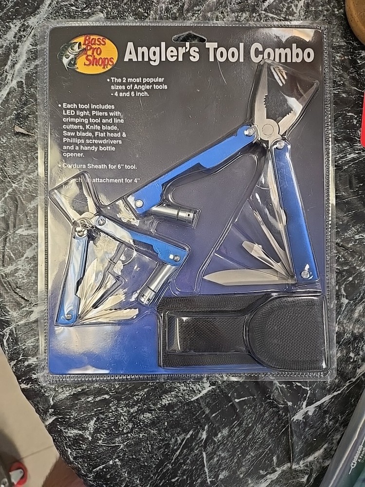Bass Pro Angler's Tool Combo Two Blue Multi-Tool With Pouch
