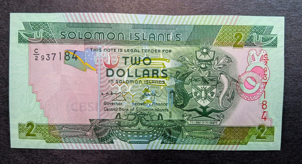 Solomon Islands(1998 not sure) 2 Dollars UNC