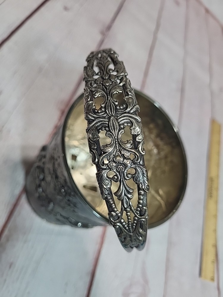 Vintage DENMARK Repousse Silver Plate Bucket with Attached Handle