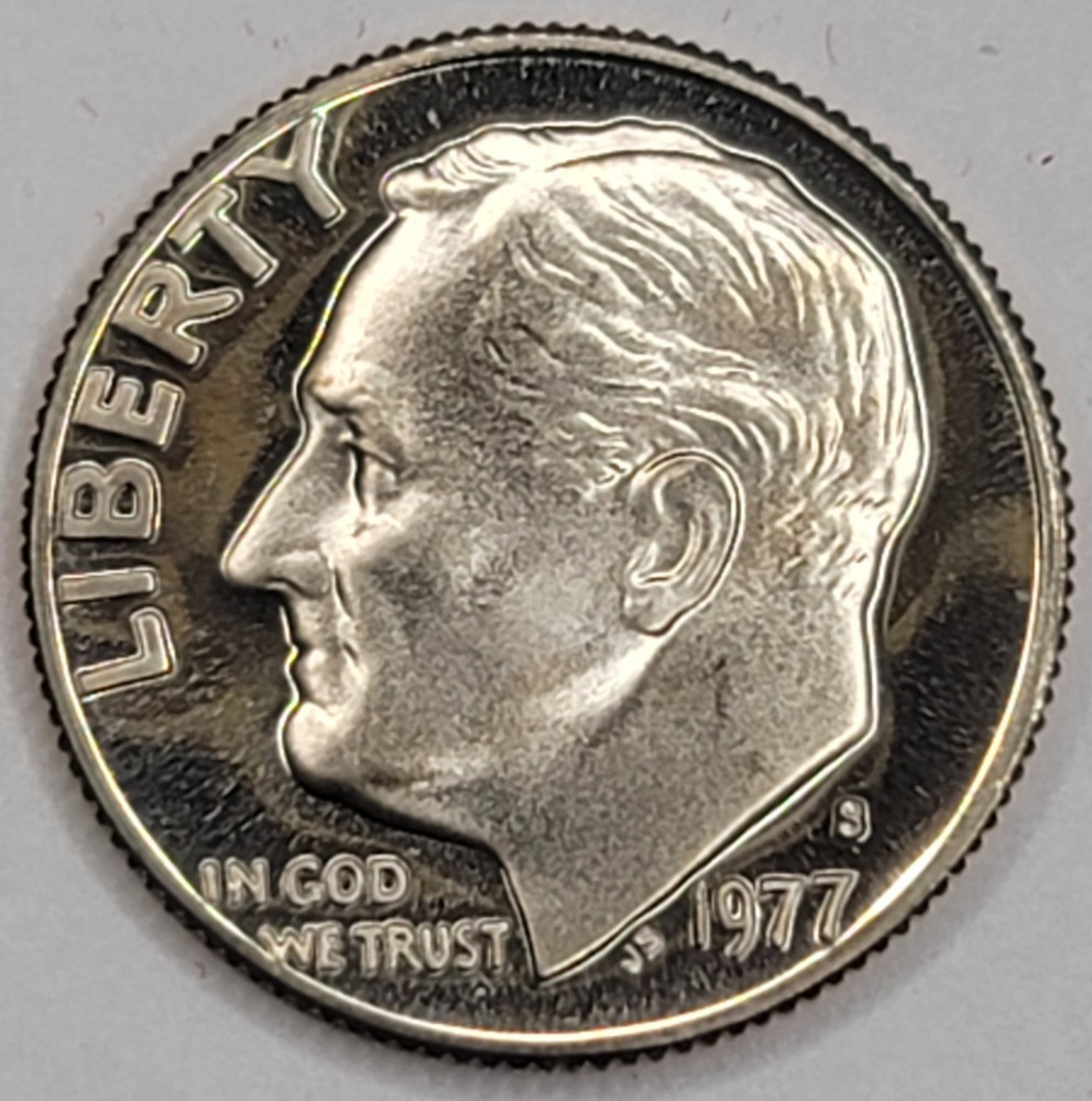 1977 S Gem Proof Cameo Roosevelt Dime - CN-Clad