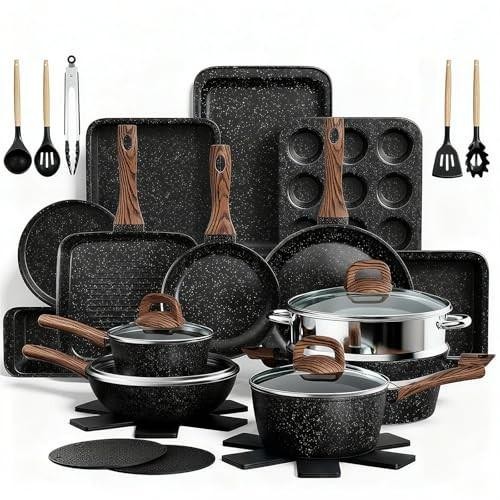 Pots and Pans Set Non Stick, 31 Piece Kitchen Induction Cookware & Bakeware