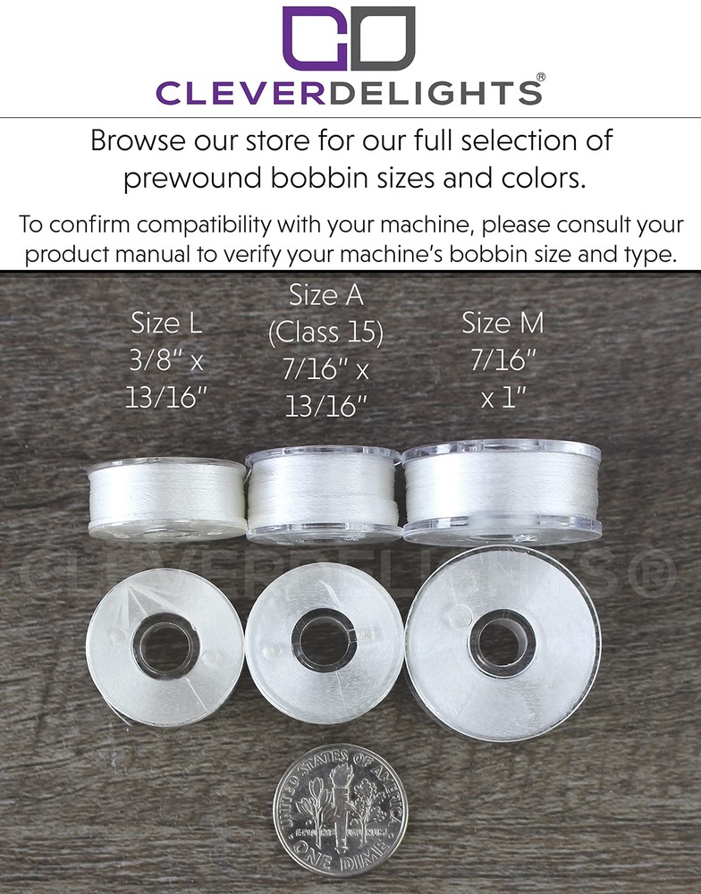 25 Prewound Bobbins Set Size A Class 15 60WT Polyester Thread Multi-Color
