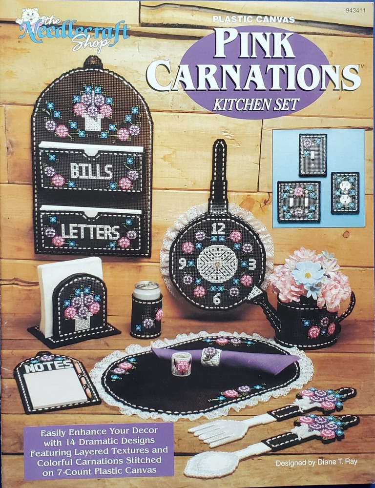 Pink Carnations Kitchen Sampler Set Canvas Patterns By Needle Craft Shop