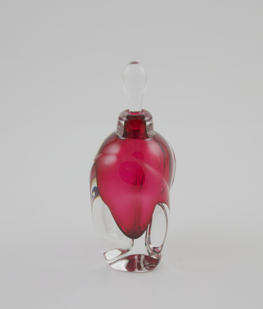 Handblown Jonathan Winfisky Art Glass Ruby Red Cranberry & Clear Perfume Bottle