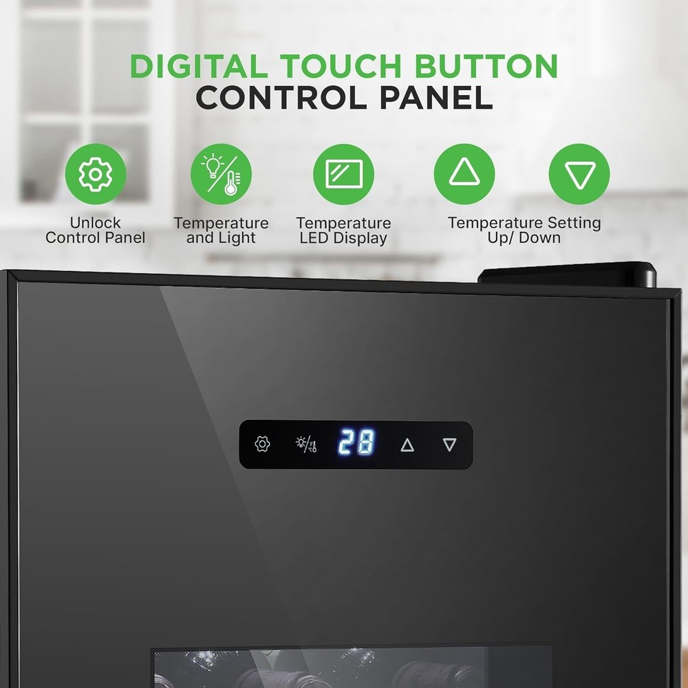 NutriChef Wine Chilling Refrigerator Cellar-Single-Zone, Digital Touch