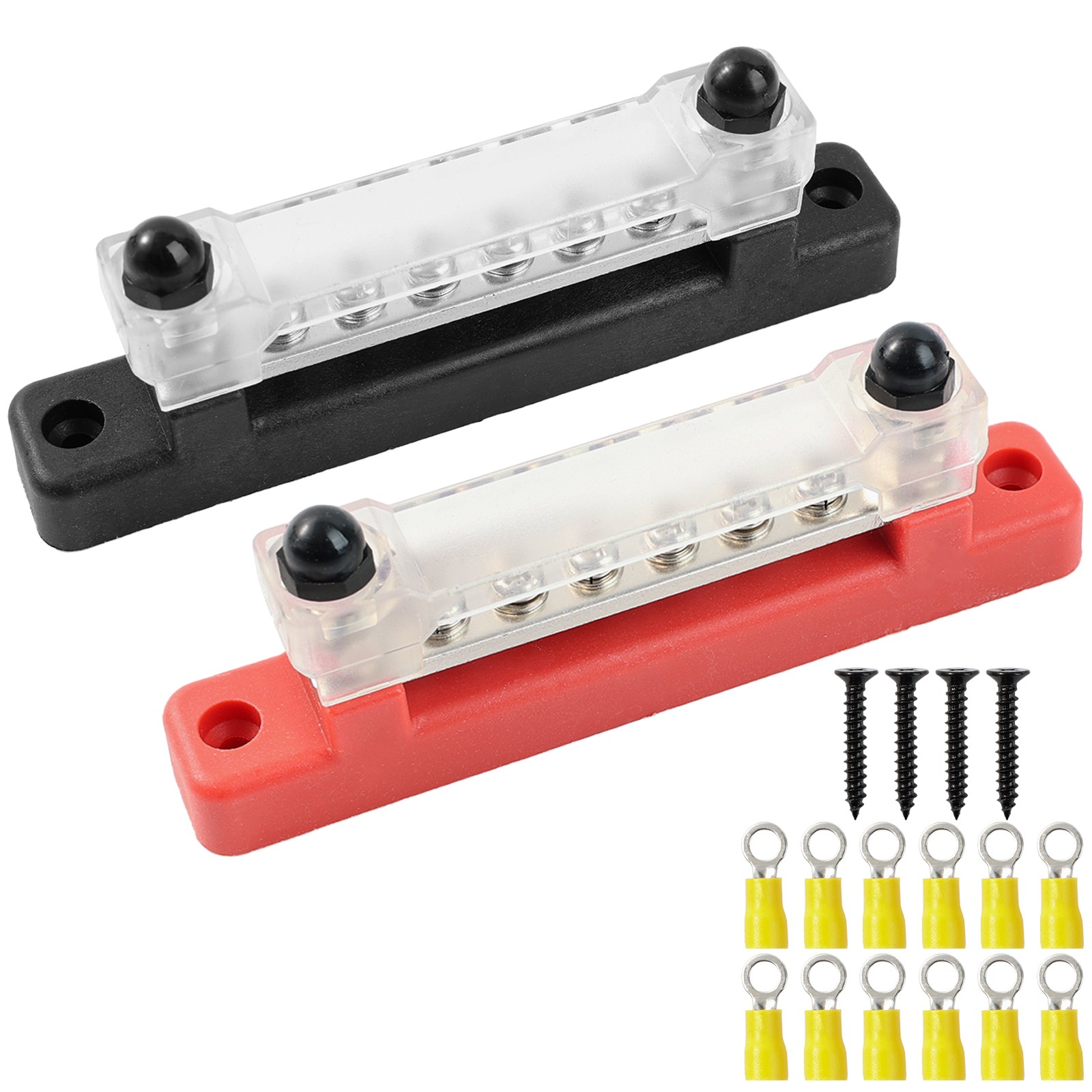 2x 12V Distribution Bus Bar Auto Boat Marine Power 6 Way Terminal Block Bus Bar