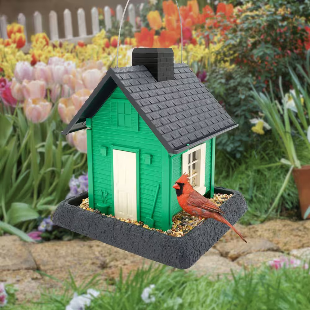 Fiesta Green Cottage Plastic Birdfeeder