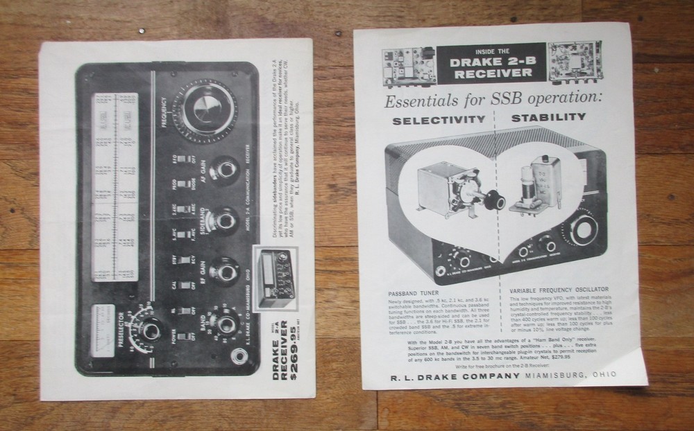R.LDrake Drake 2-B, Drake 2-A ShortWave Receiver Brochures