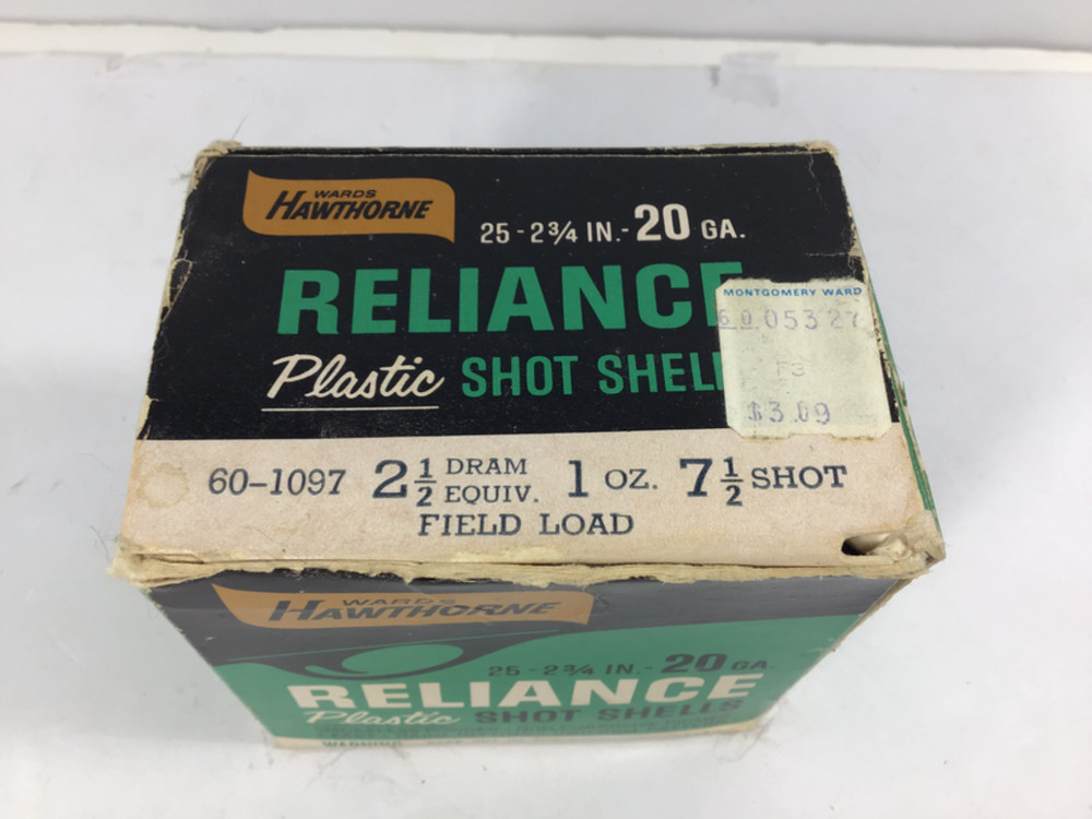 Vintage Wards Hawthorne 20 Ga. Plastic Shot Shell ( EMPTY BOX )