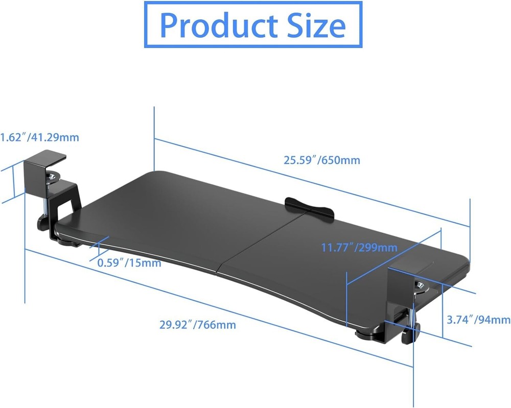 SUPTEK | Keyboard Tray Under Desk Pull Out with C Clamp Mount
