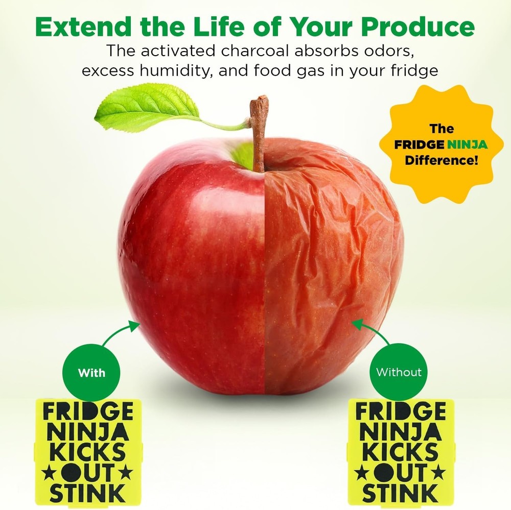 Fridge Ninja Compact Fridge Deodorizer (2 Pack) - More Effective Than Baking