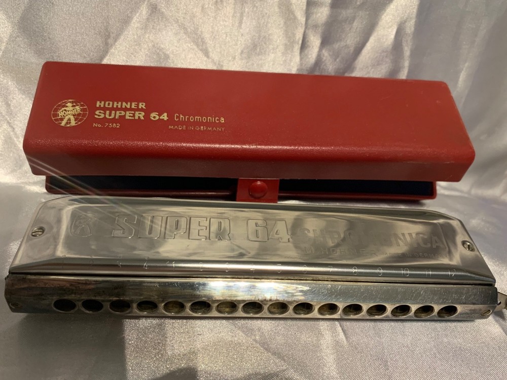 Hohner Super 64 Chromonica w/case Harmonica No. 7582 Made in Germany