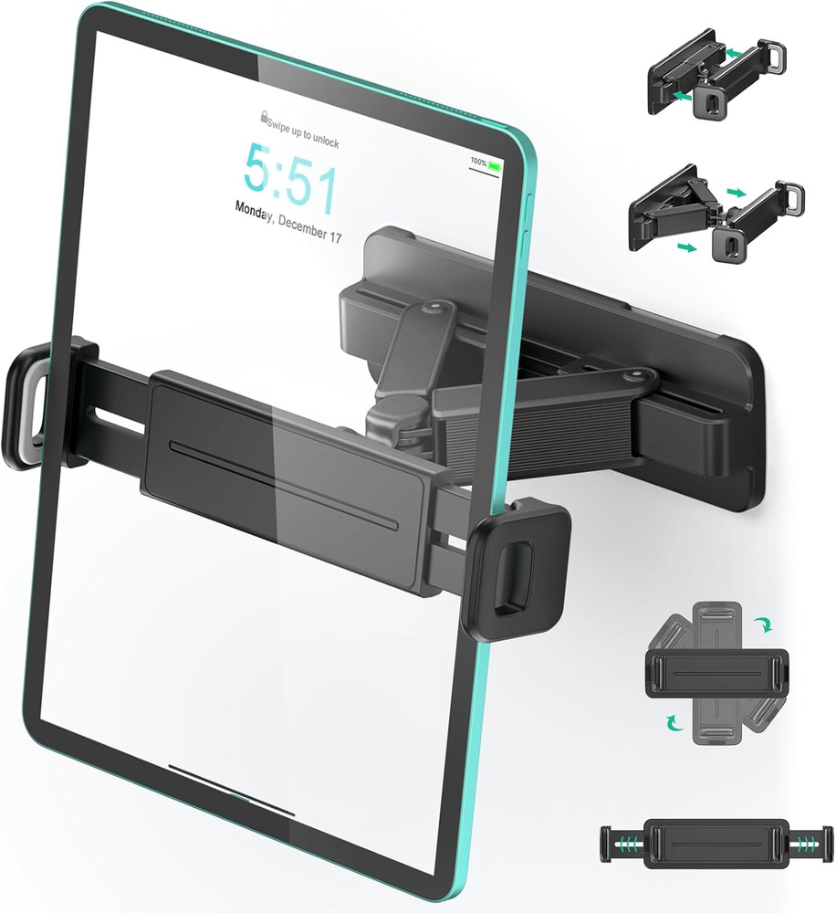 Adjustable Tablet Wall Mount Holder, Swivel 360 Rotating, Compatible White