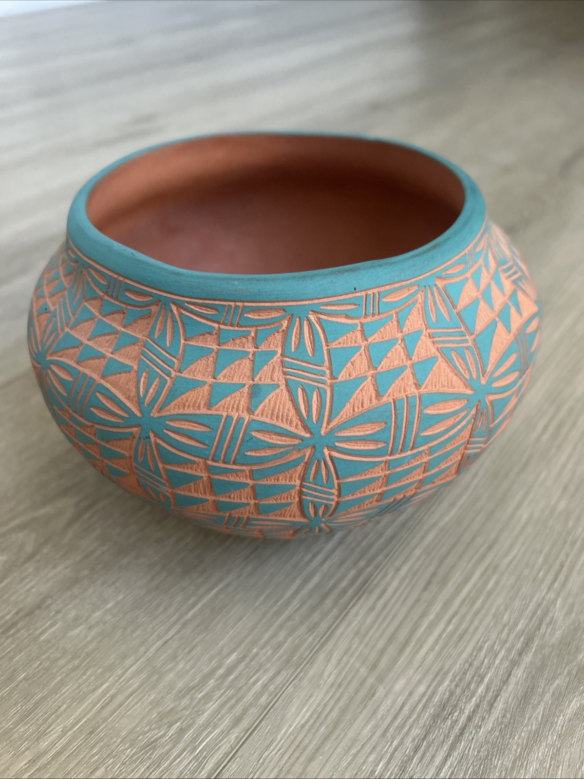 Acoma Etched Pottery Bowl Pot, New Mexico