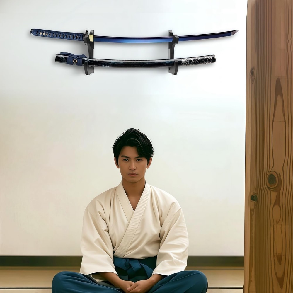 Eforlife 2-Tier Samurai Sword Hanger Display Holder - Adjustable for