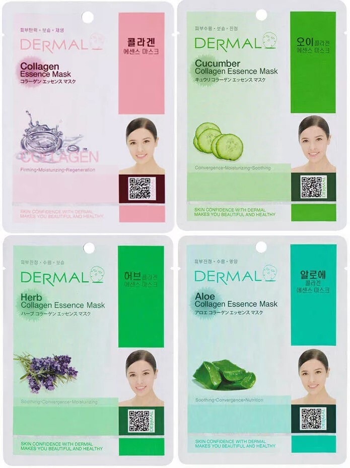 Dermal Korea Collagen Essence Full Face Facial Mask Sheet (24 Combo Pack) New